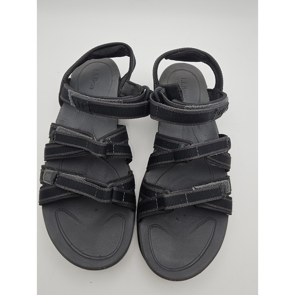 LL Bean Womens Sandals Size  M Hook and Loop Straps Dark Grey  Sz 8M